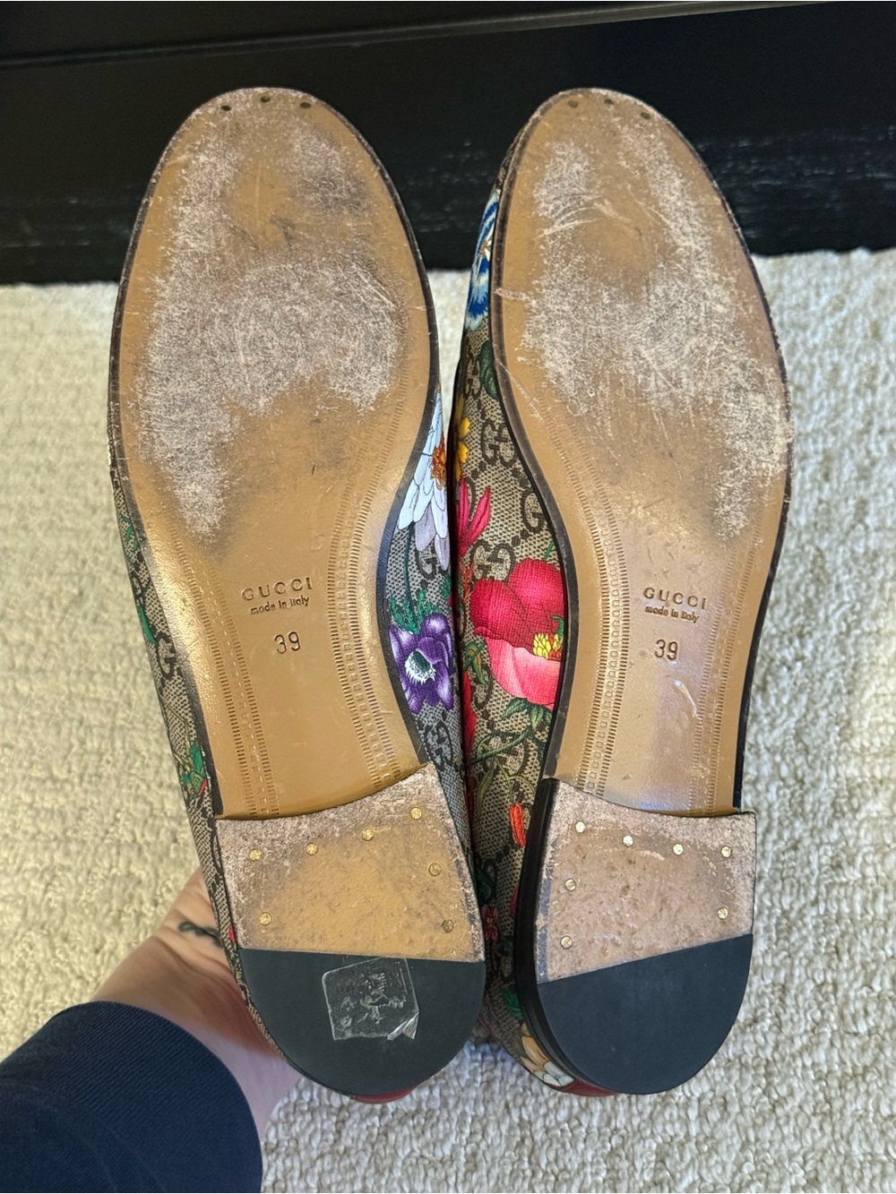 Gucci Floral Horsebit Loafers - Red Trim 39 - Picture 6 of 6